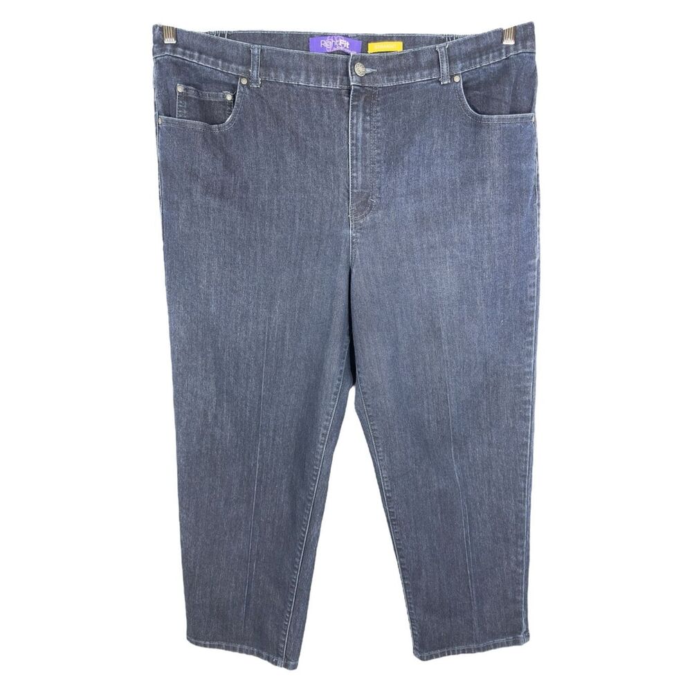 Catherines‎ 20WP Jeans Straight Right Fit Dark Blue Denim Stretch Petite 751